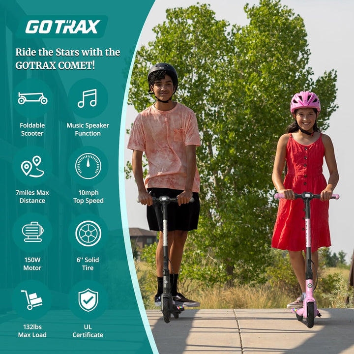 Gotrax® Comet Kids E-Scooter With 6'' Solid Tire 9.4 Mph 4Miles Range