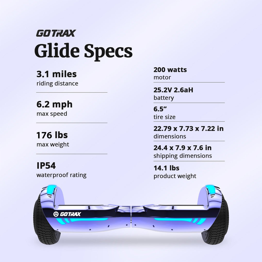 Gotrax Glide Hoverboard® Bluetooth LED 6.5" 6.2Mph丨3.1Miles Range