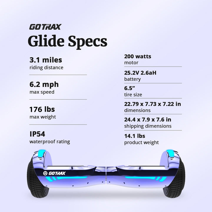 Gotrax Glide Hoverboard® Bluetooth LED 6.5" 6.2Mph丨3.1Miles Range