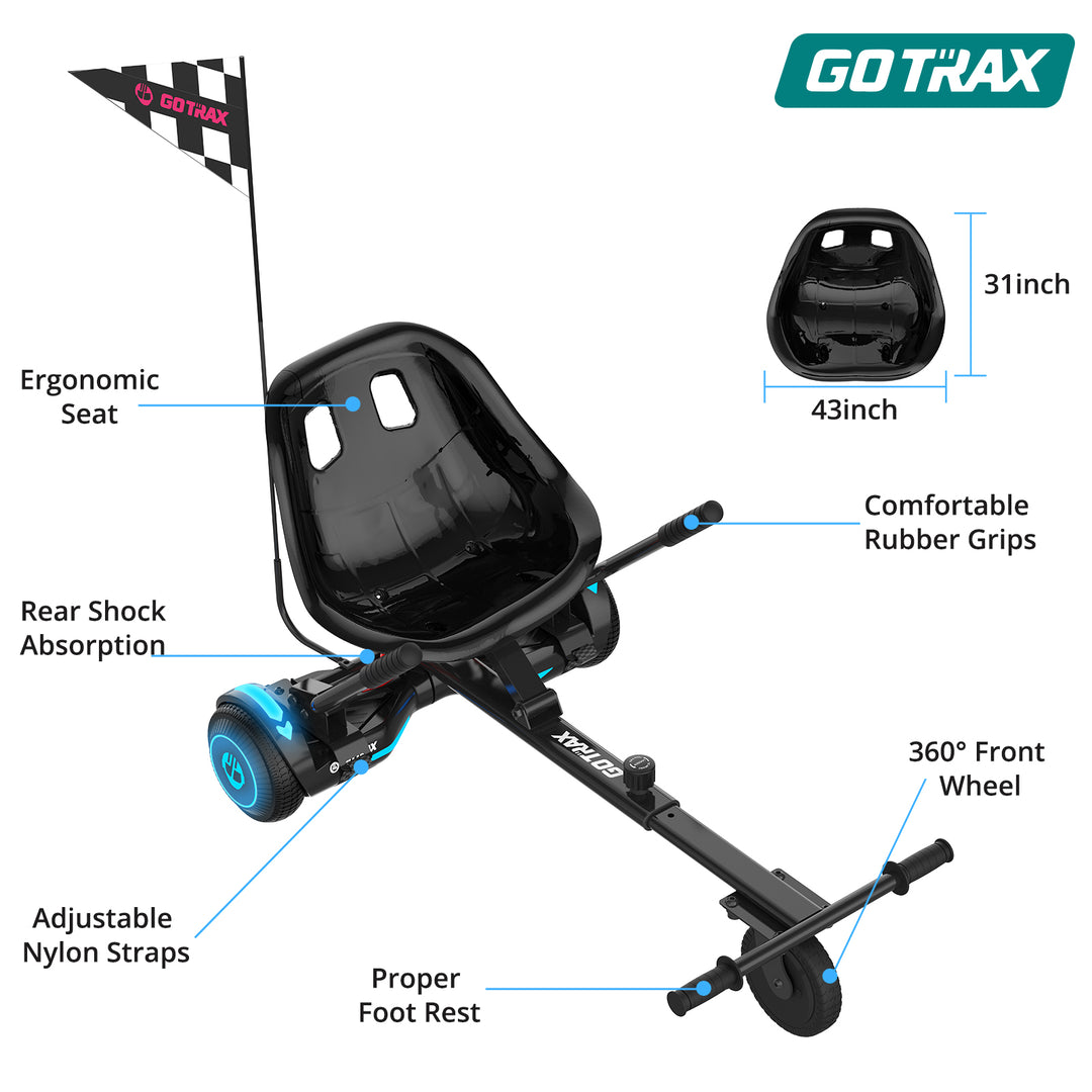 Gotrax Hoverboard Kart Seat Attachment Accessory for 6.5" 8" 8.5" 10" Hoverboard