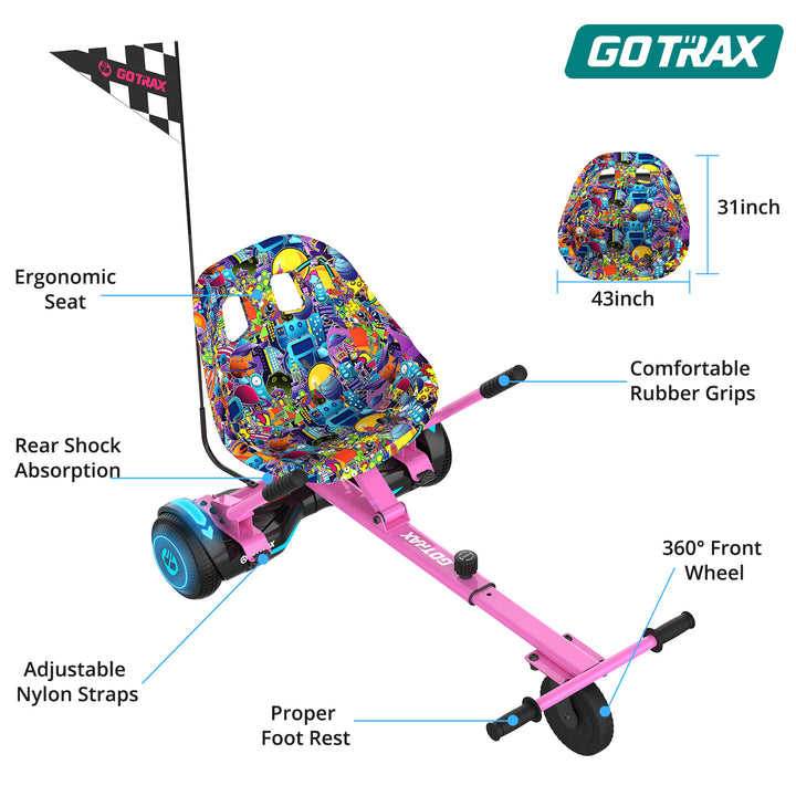 Gotrax Hoverboard® Kart Seat Attachment Accessory for 6.5" 8" 8.5" 10" Hoverboard