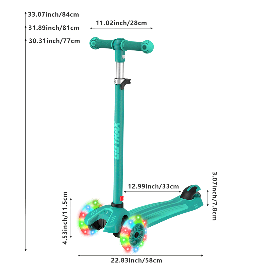 Gotrax KS1 Kick Scooter & 3 Adjustable Heights PU Flash Wheels