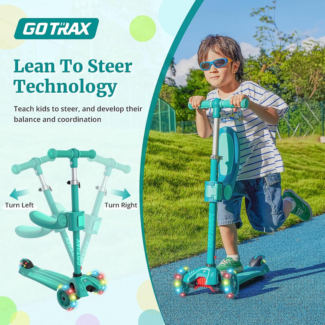 Gotrax KS3 Kids 3 Wheel Kick Scooter & Removable Seat 3 Adjustable Height