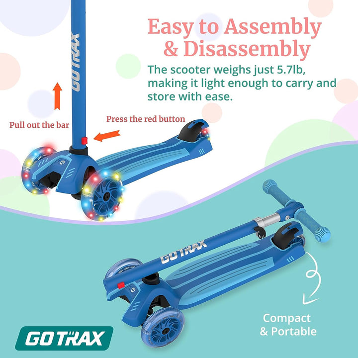 Gotrax KS1 Kick Scooter & 3 Adjustable Heights PU Flash Wheels