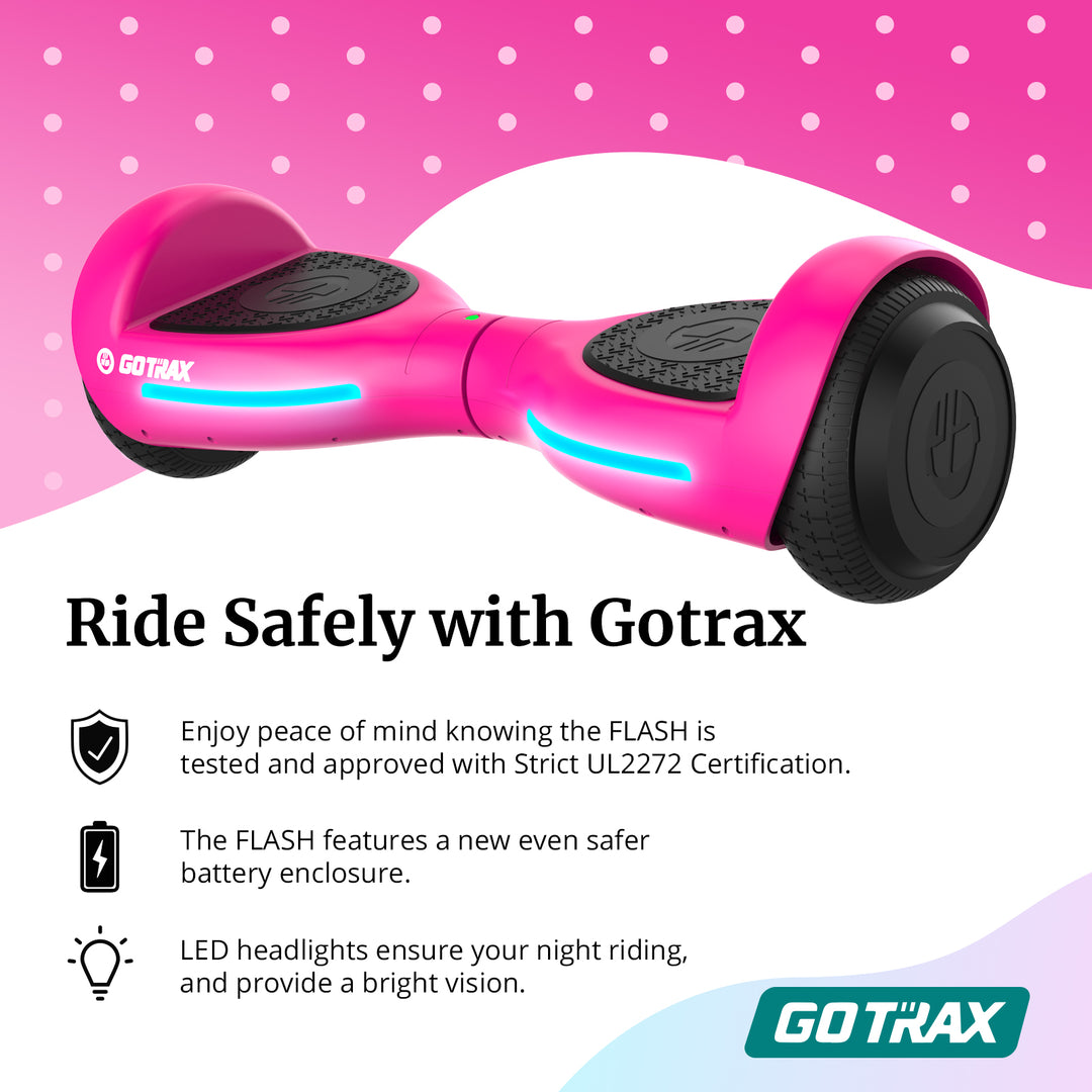Gotrax Flash 6.3'' Kids Hoverboard 4.98 Mph Max Speed 2.48 Miles