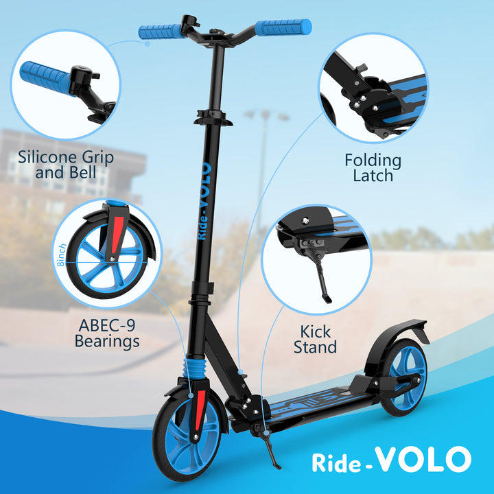 RideVolo K08-1 Foldable Kick Scooter With Adjustable Height 8'' PU Wheel