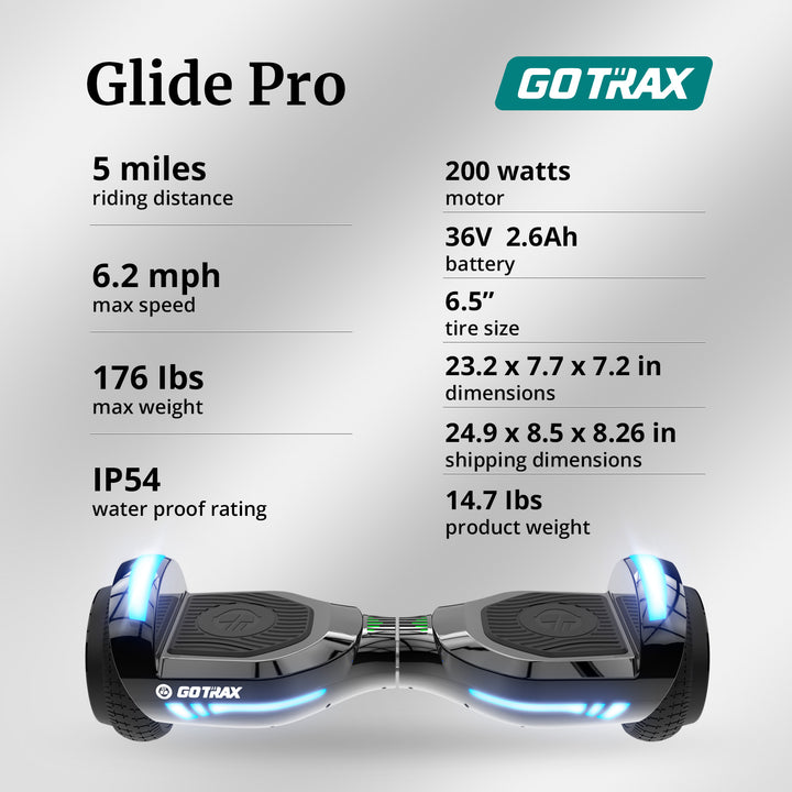 Gotrax Glide Pro Bluetooth 6.5'' Off Road Hoverboard 6.2Mph 5 Miles