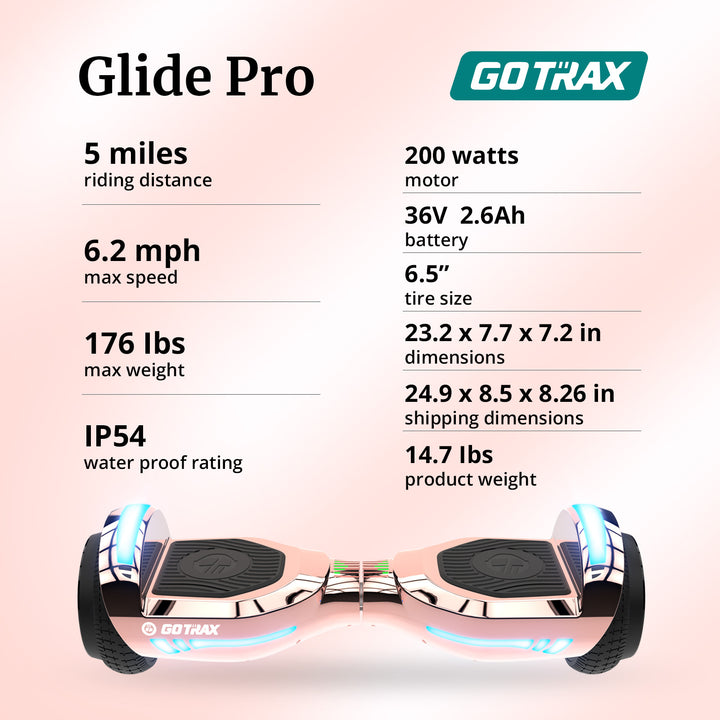 Gotrax Glide Pro Bluetooth 6.5'' Hoverboard 6.2Mph丨5Miles Range