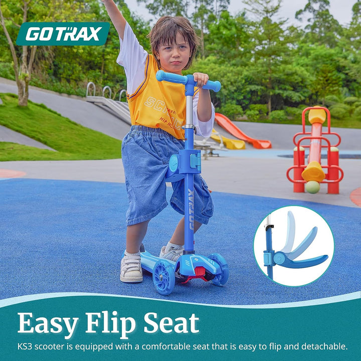 Gotrax KS3 Kids 3 Wheel Kick Scooter & Removable Seat 3 Adjustable Height