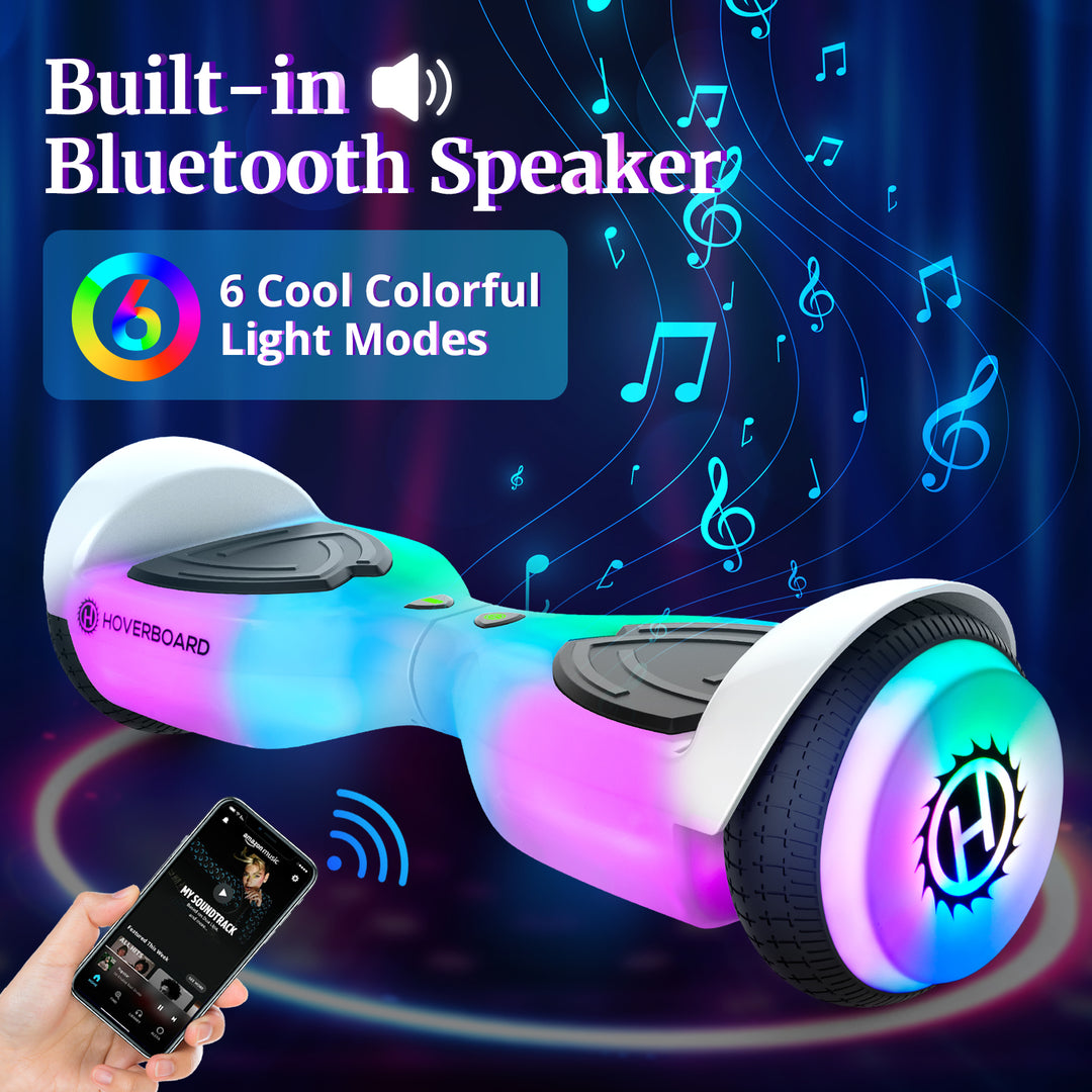 Pilot LED Bluetooth 6.3" LED Hoverboard 6.2Mph Max Speed 5 Miles