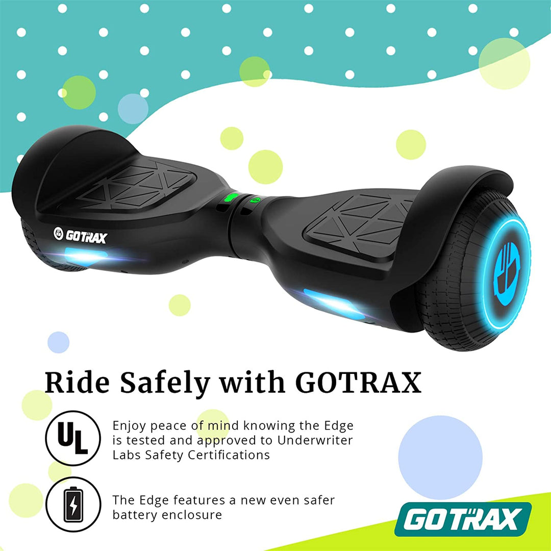 Gotrax Edge Hoverboard 6.5" LED Wheels 6.2 Mph Max Speed 3.1 Miles