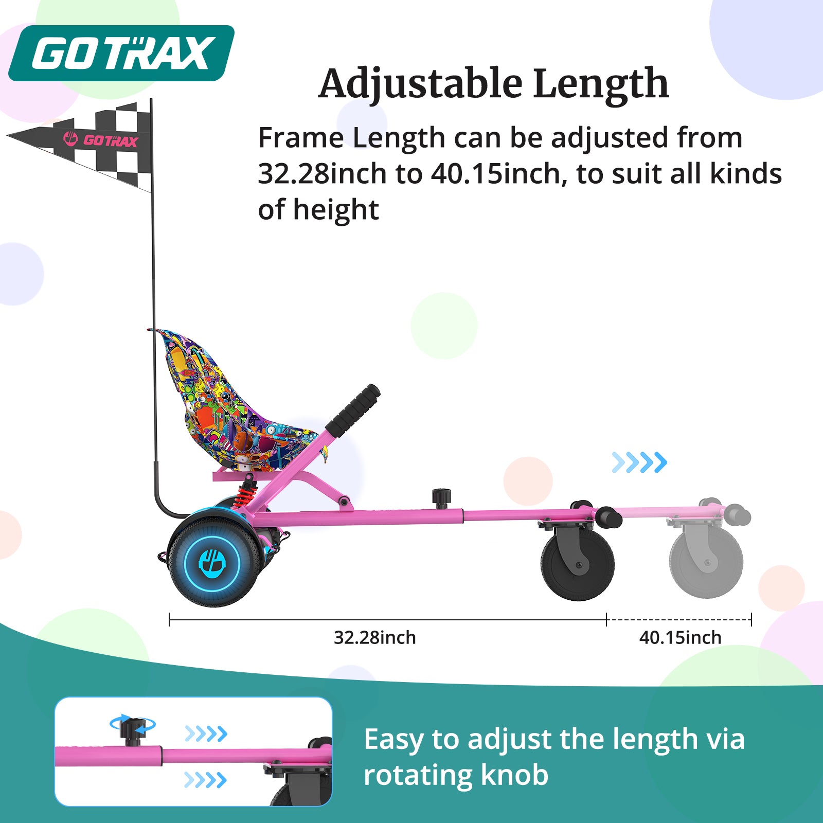 thumbnail image 2 of Gotrax Hoverboard Kart Seat Attachment Accessory For 6.5" 8" 8.5" 10 2 of 14