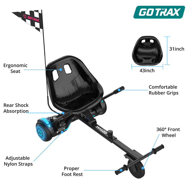 Gotrax Hoverboard Kart Seat Attachment Accessory for 6.5" 8" 8.5" 10" Hoverboard