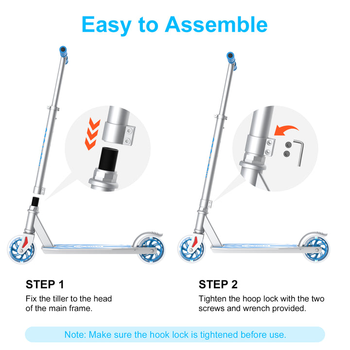 RideVolo K05 5'' Solid PU Flash Wheel Kick Scooter 3 Adjustable Heights