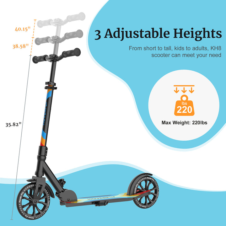 Hoverfly KH8 All Age Foldable 8'' Kick Scooter & 3 Adjustable Height