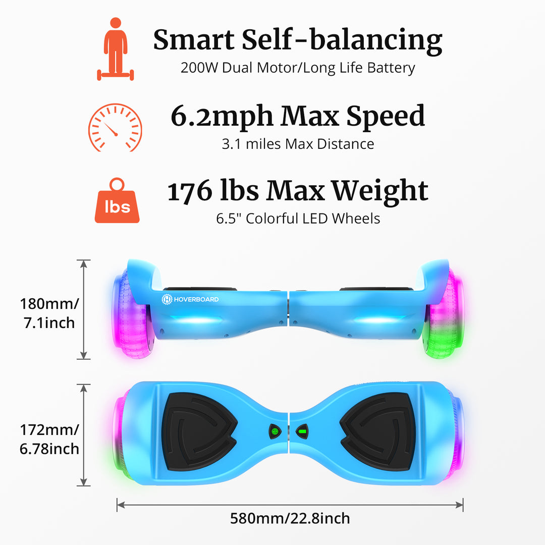 Trinity Bluetooth Hoverboard 6.3" LED Wheel 6.2 Mph Max Speed 3.1 Miles