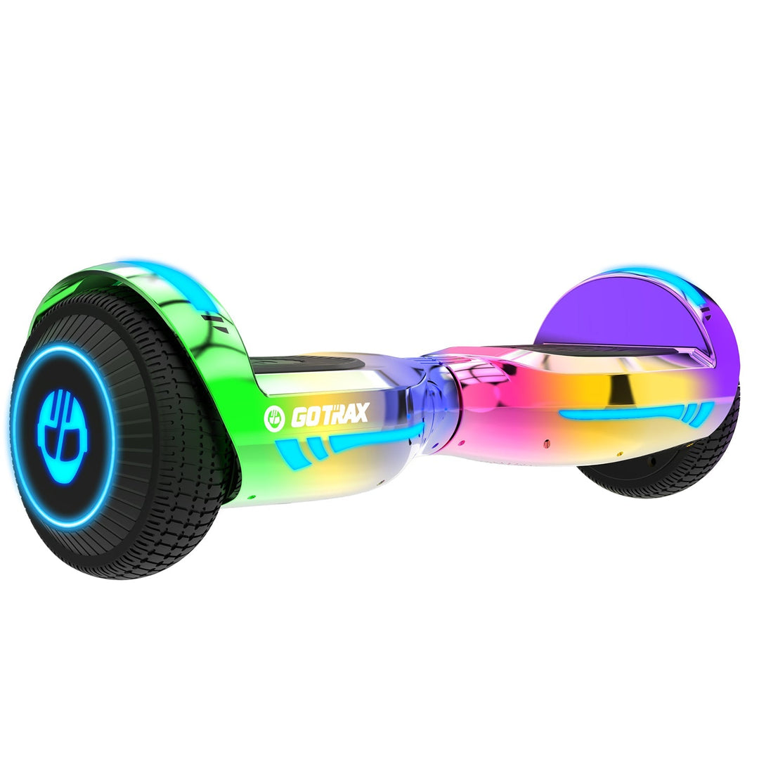 GOTRAX Rainbow Glide Chrome Hoverboard for Kids Hero Angle